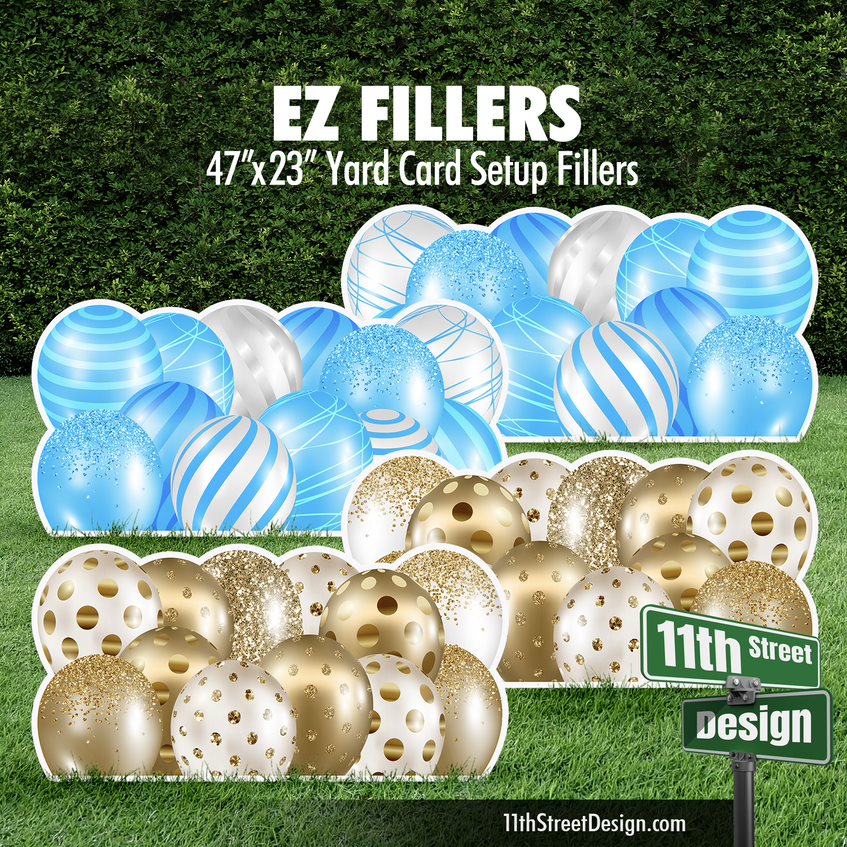 EZ Filler Balloons - Baby Blue &amp; Gold Celebration Flair Panels