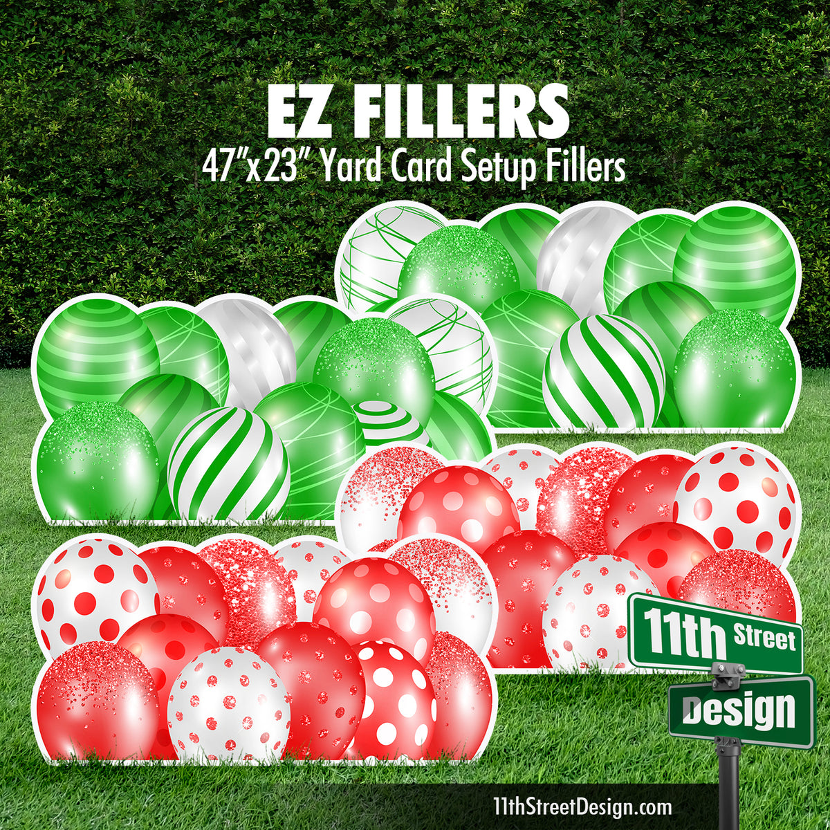 EZ Filler Balloons - Red &amp; Green Celebration Flair Panels