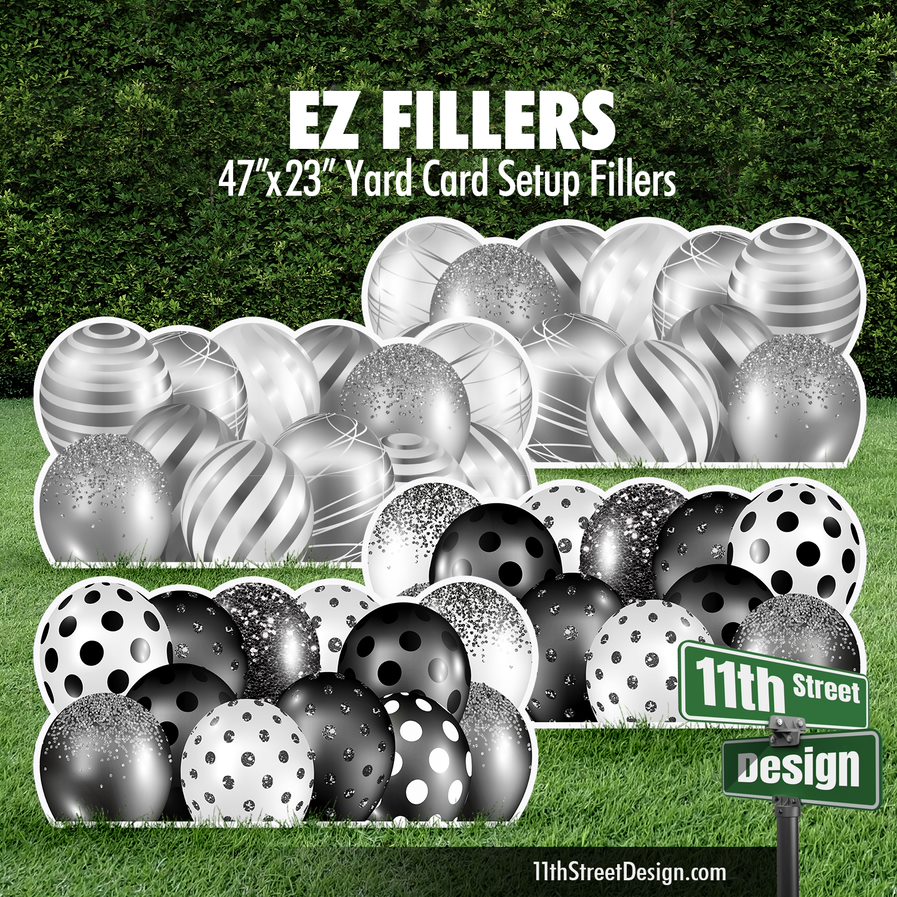 EZ Filler Balloons - Silver &amp; Black Celebration Flair Panels