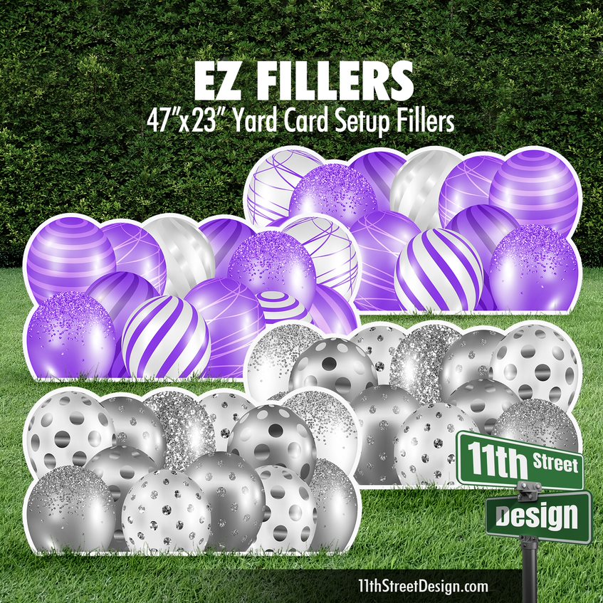 EZ Filler Balloons - Silver &amp; Purple Celebration Flair Panels