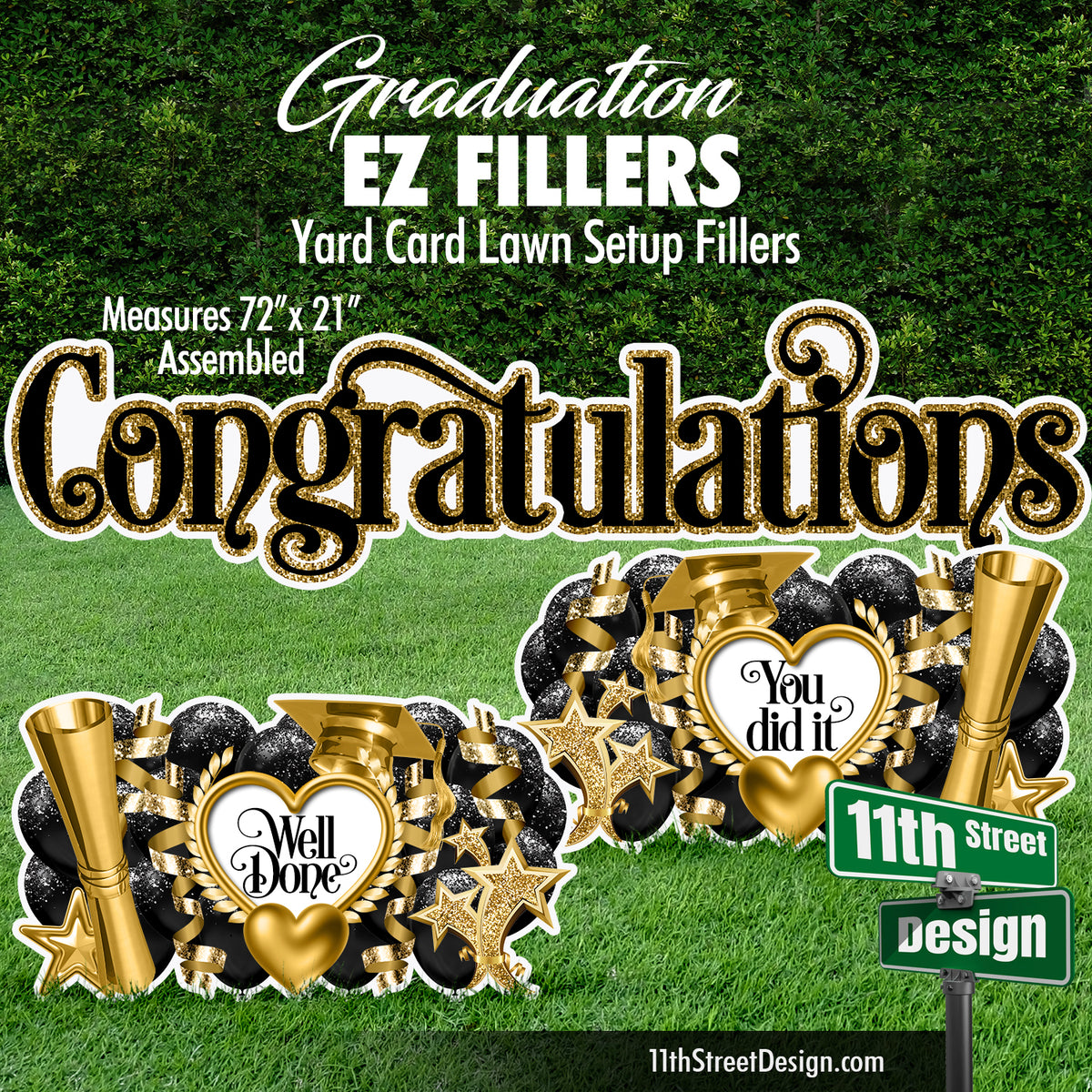 EZ Filler - Congrats Grad Heart Quotes - Yard Card Setup Fillers