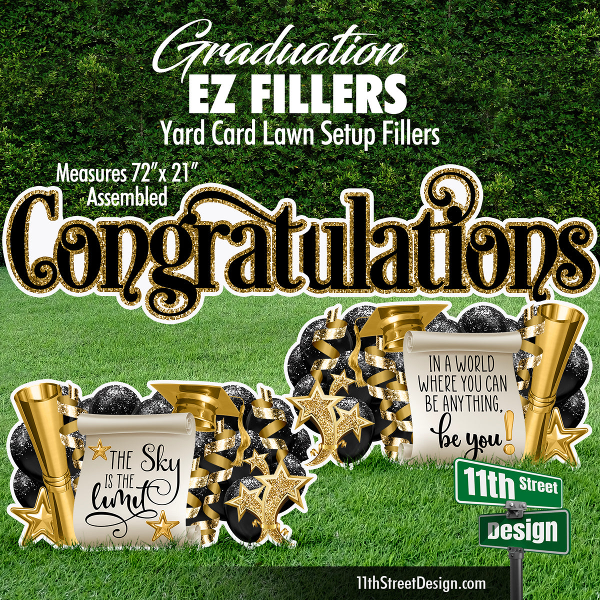 EZ Filler - Congrats Grad Scroll Quotes - Yard Card Setup Fillers