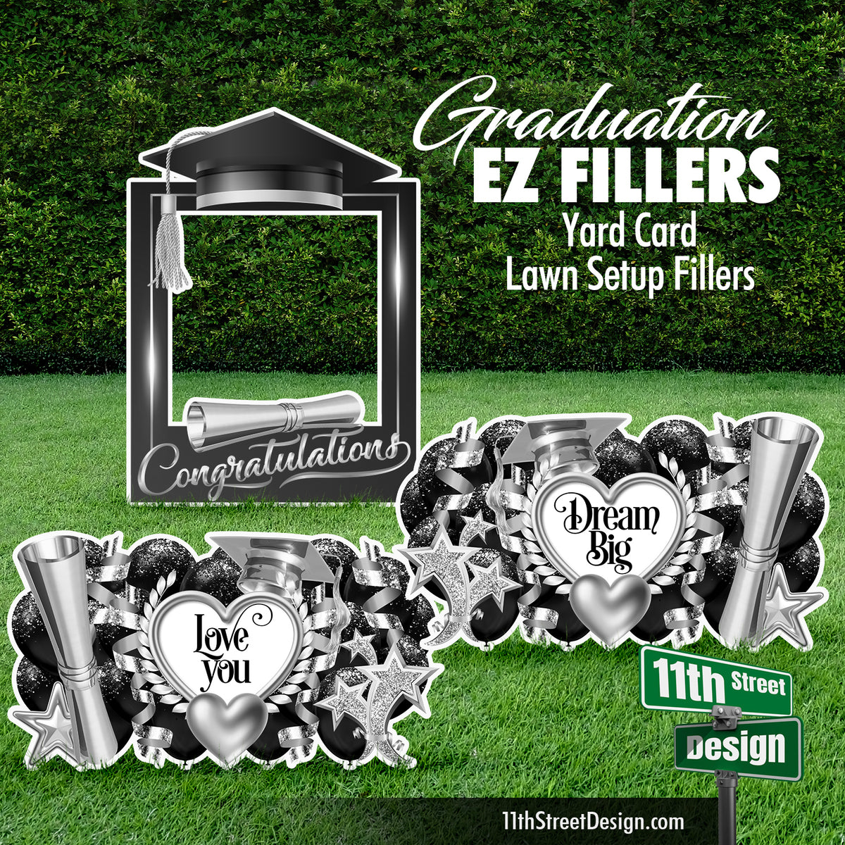 EZ Filler-Graduation Frame Heart Quotes - Yard Card Setup Fillers
