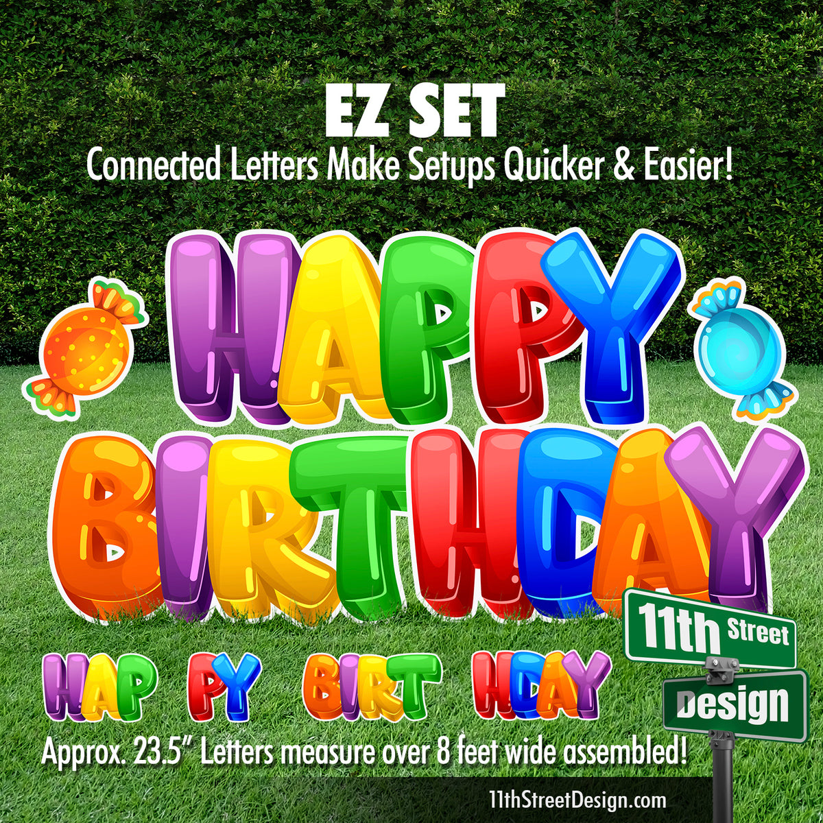 Vibrantly Colored Happy Birthday EZ Set 23.5&quot; High