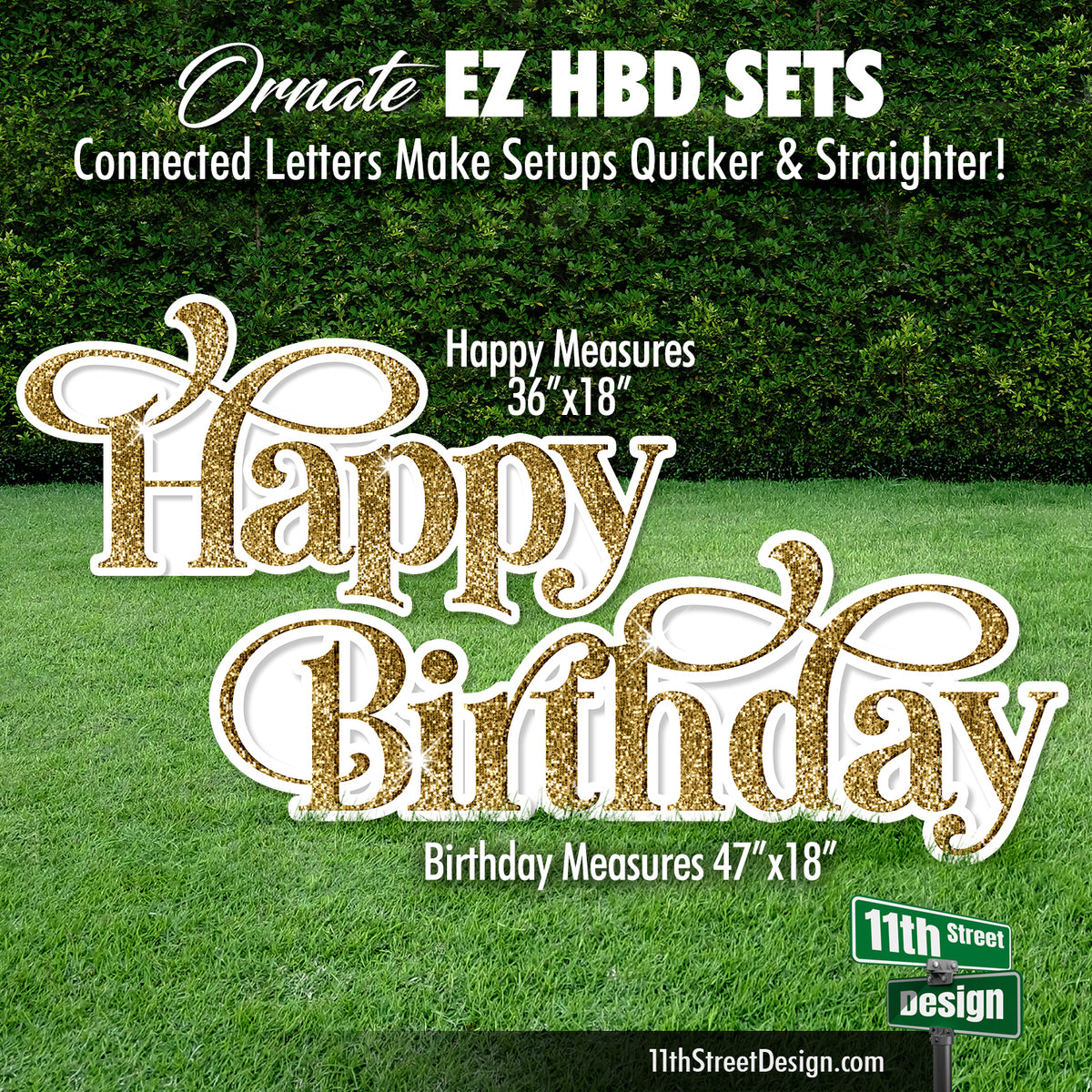 Ornate Happy Birthday EZ Letter Sets - Yard Card Setup Fillers