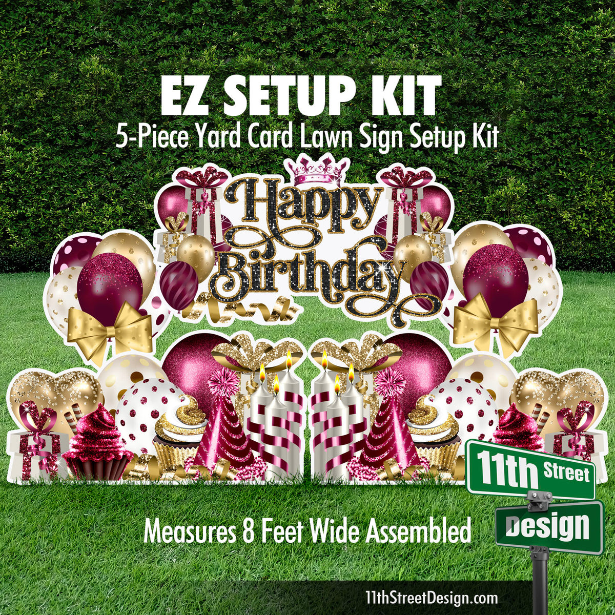 Happy Birthday EZ Setup Kit - Burgundy &amp; Gold