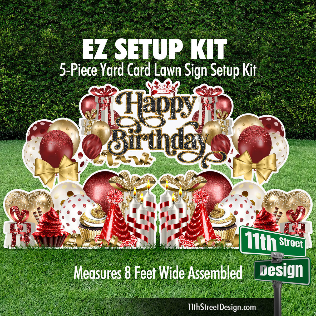 Happy Birthday EZ Setup Kit - Maroon &amp; Gold