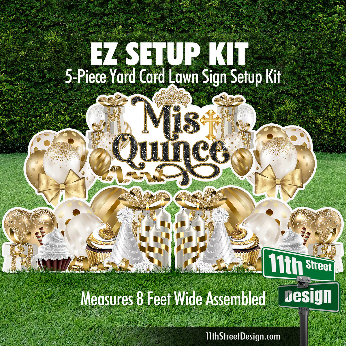 Quinceanera EZ Setup Kit Gold &amp; White Mis Quince
