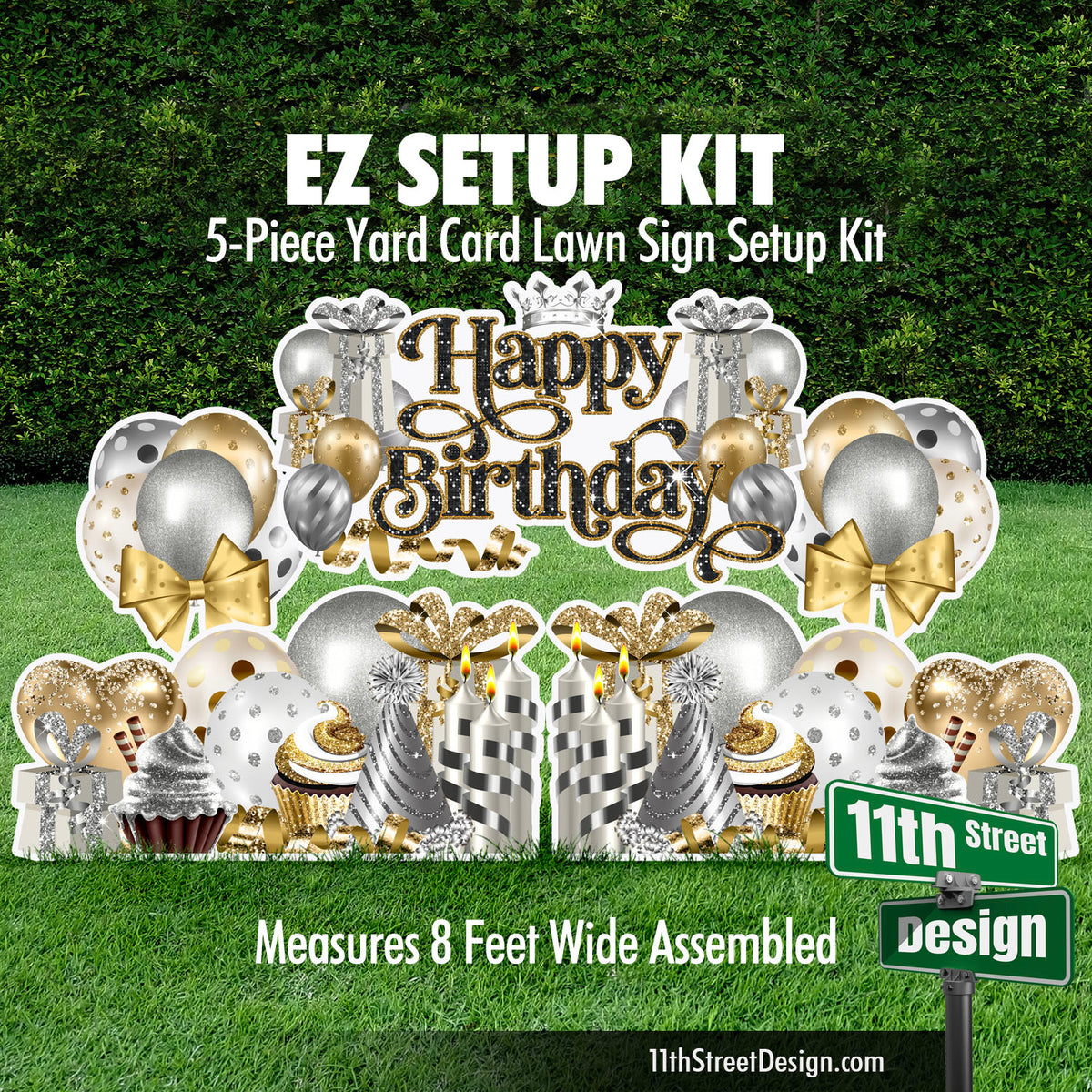 Happy Birthday EZ Setup Kit - Silver &amp; Gold
