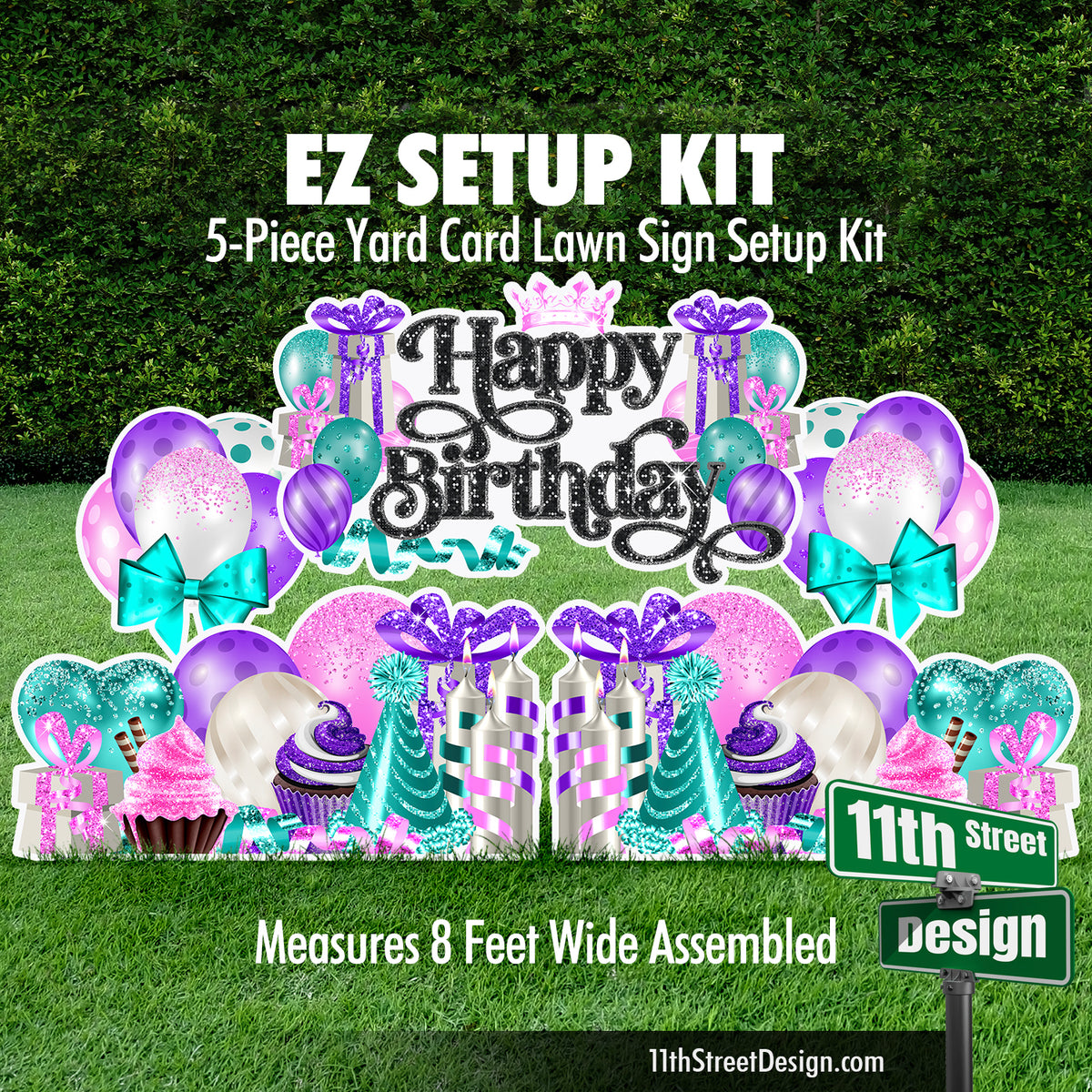 Happy Birthday EZ Setup Kit Purple Pink Teal