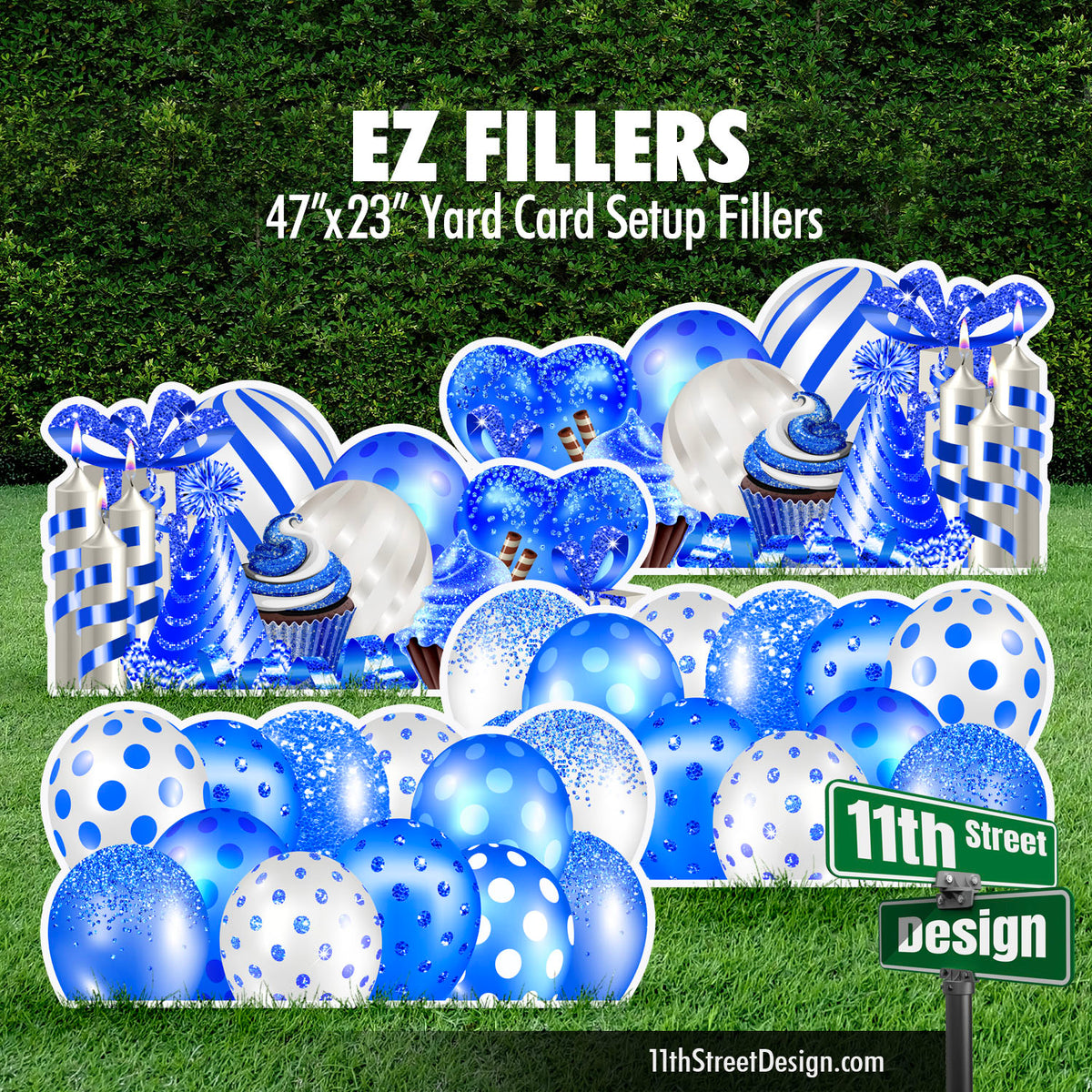 Mirrored EZ Filler Balloons &amp; Flair Panels - Blue Celebration Flair