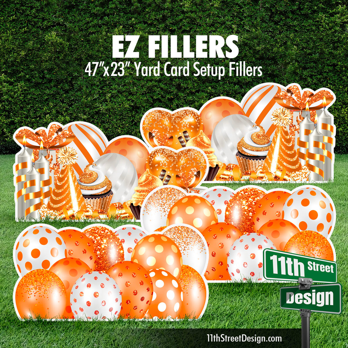 Mirrored EZ Filler Balloons &amp; Flair Panels - Orange Celebration Flair