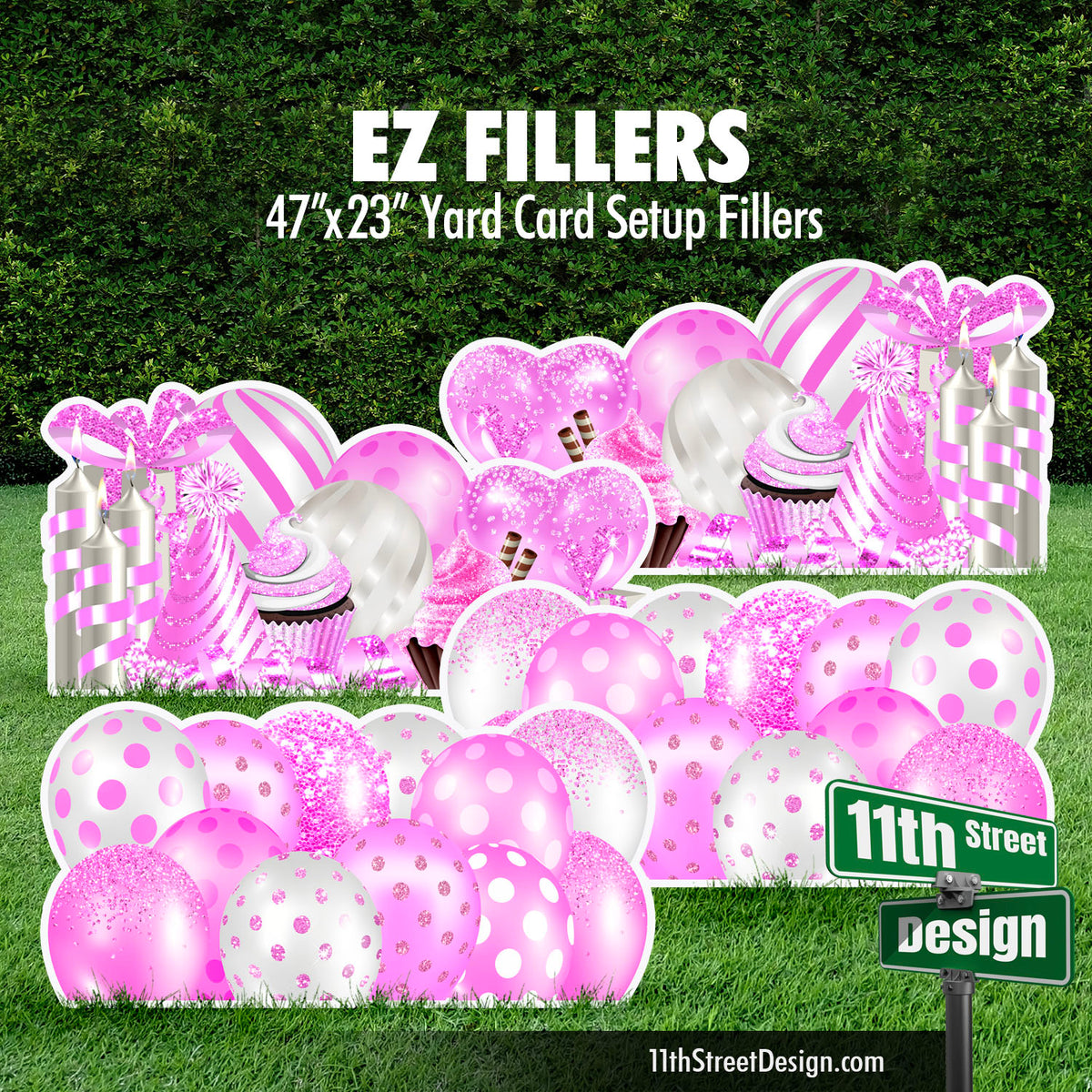 Mirrored EZ Filler Balloons &amp; Flair Panels - Pink Celebration Flair