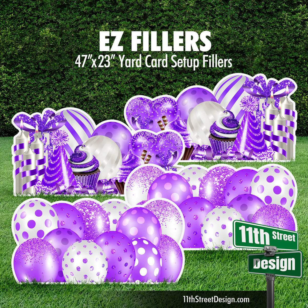 Mirrored EZ Filler Balloons &amp; Flair Panels - Purple Celebration Flair