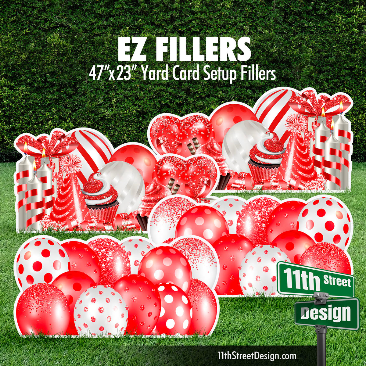 Mirrored EZ Filler Balloons &amp; Flair Panels - Red Celebration Flair