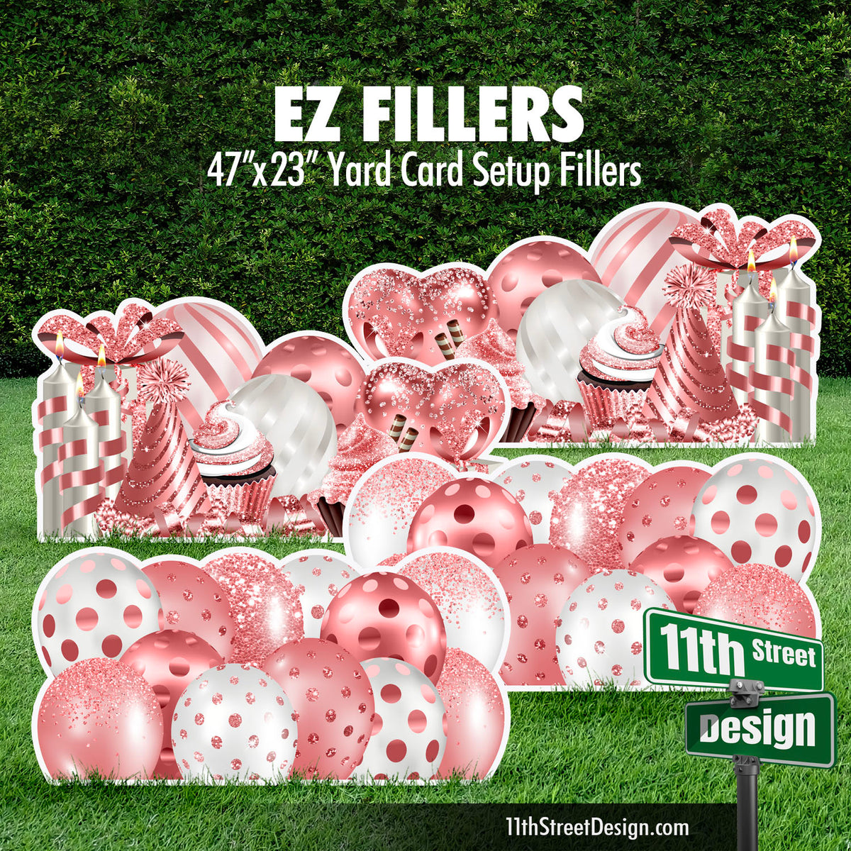 Mirrored EZ Filler Balloons &amp; Flair Panels - Rose Gold Celebration Flair