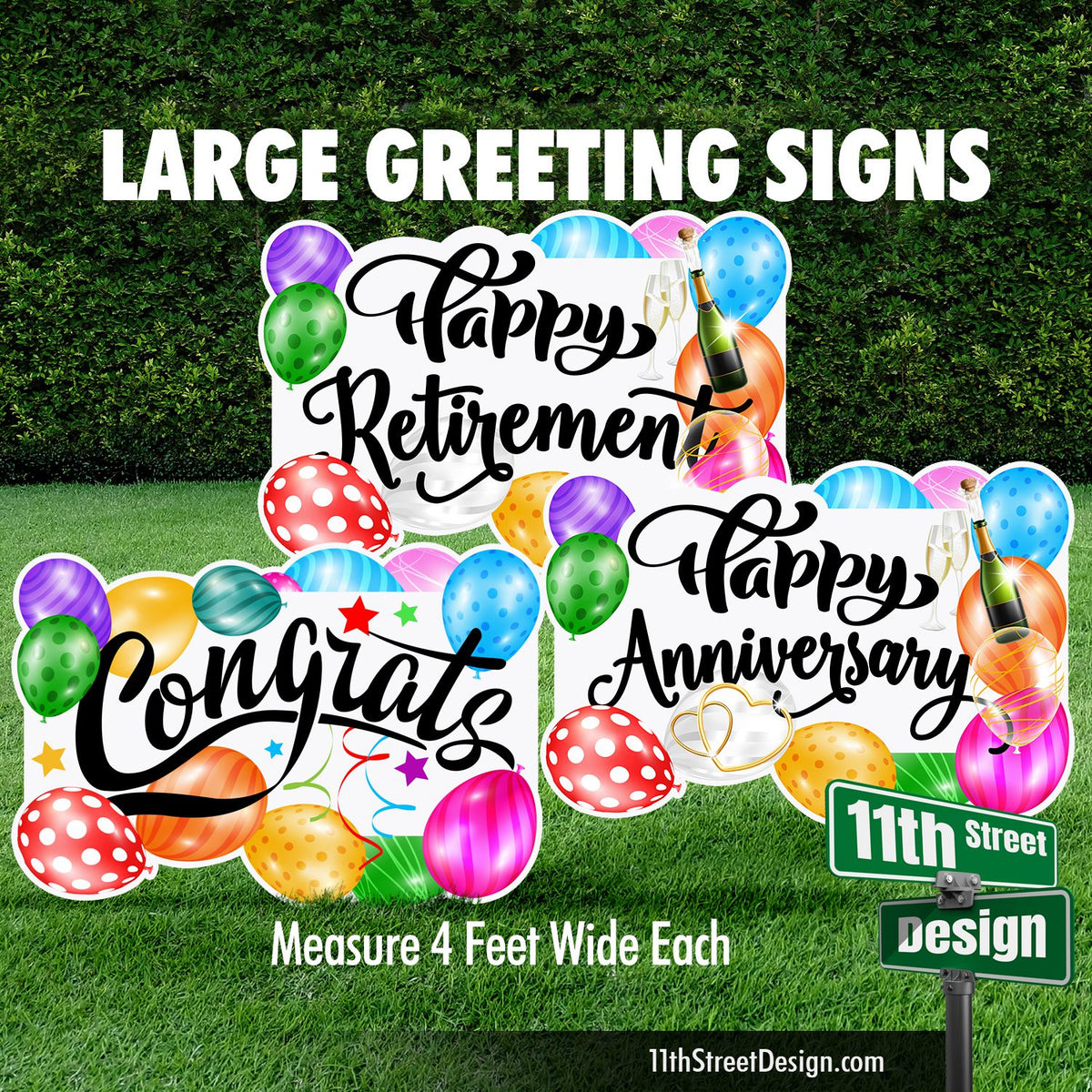 Multi Celebration Large Greeting Signs - Retirement, Anniversary &amp; Congrats