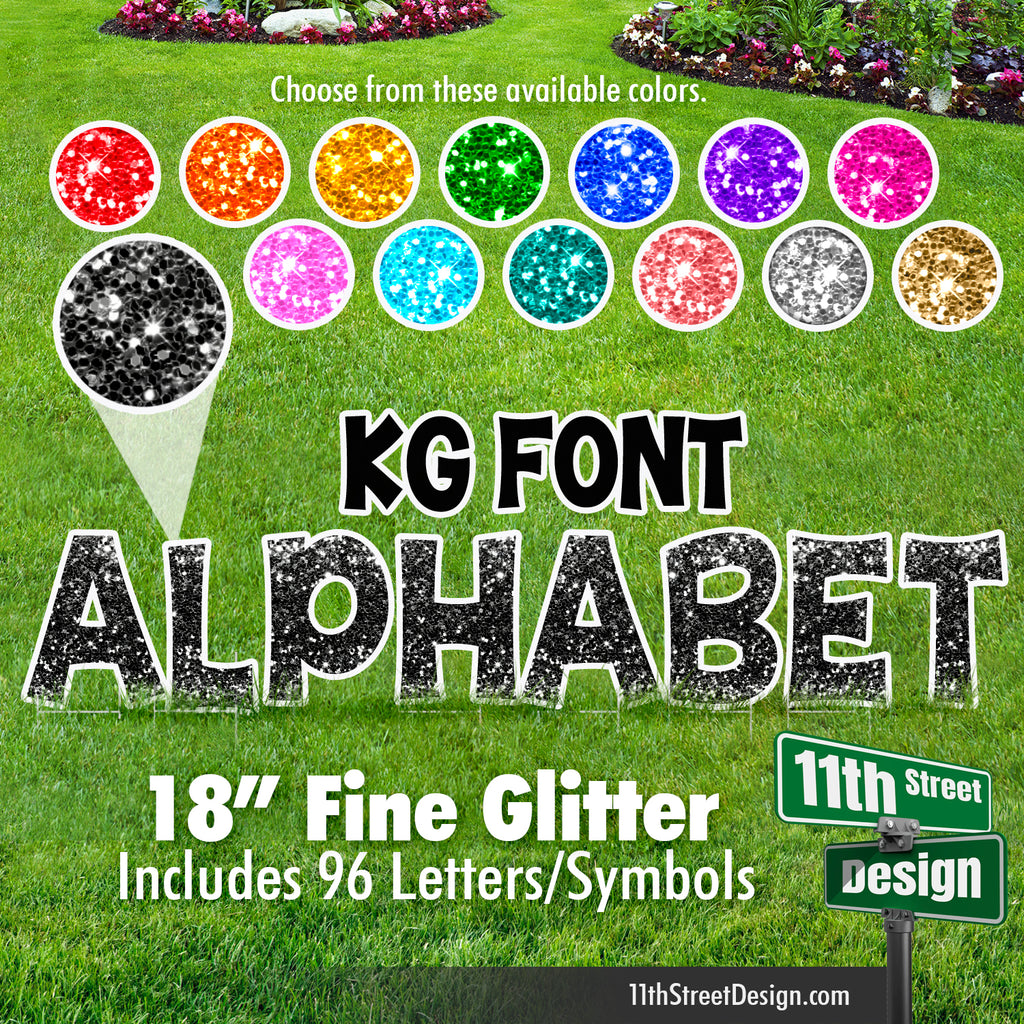 18" KG Font Fine Glitter Full Alphabet Set