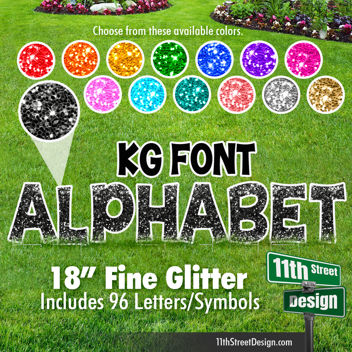 18&quot; KG Font Fine Glitter Full Alphabet Set