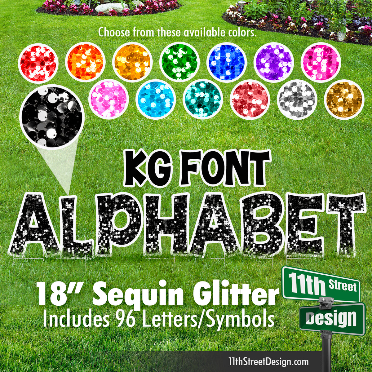 18&quot; KG Font Sequin Glitter Full Alphabet Set