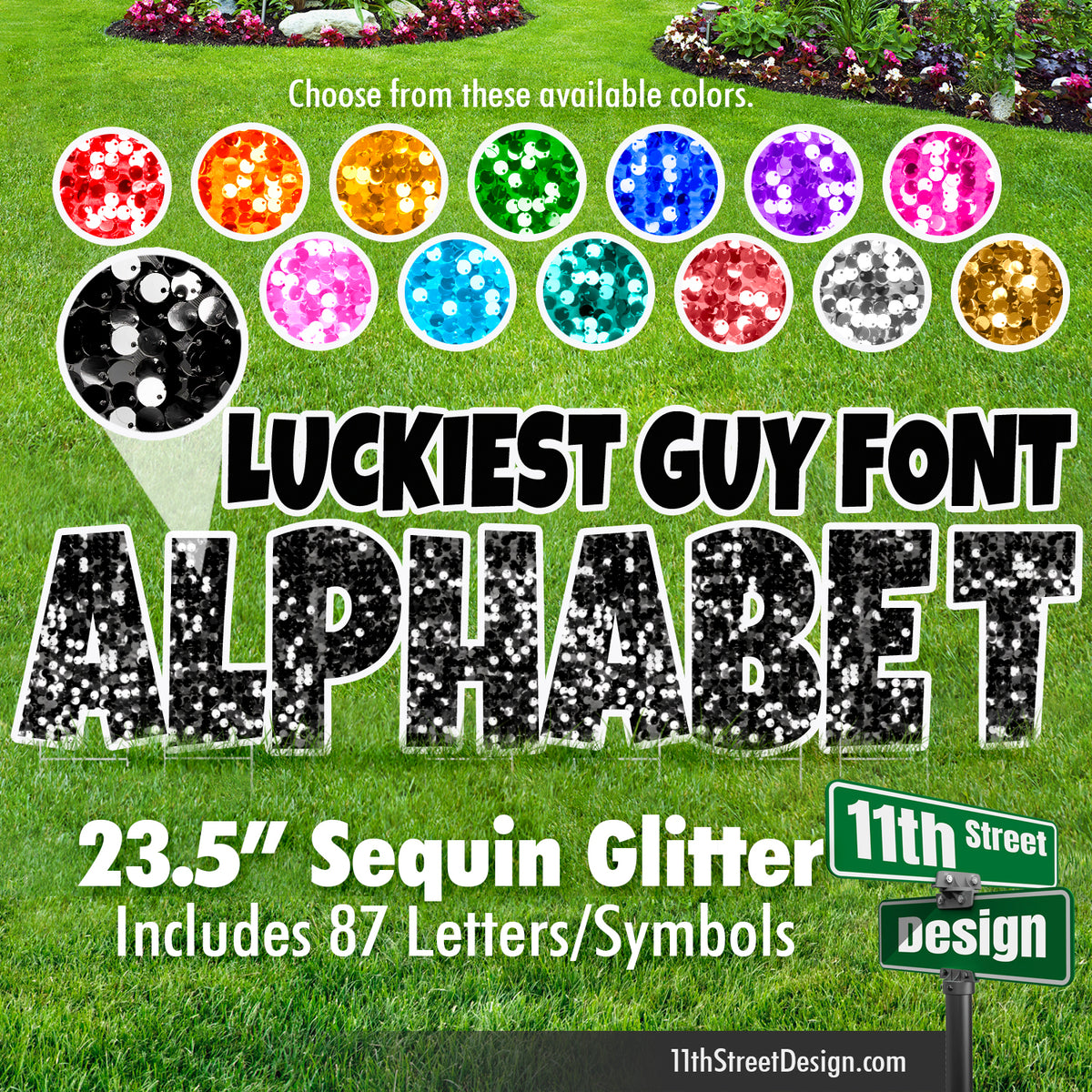 23.5&quot; Luckiest Guy Font Sequin Glitter Full Alphabet Set