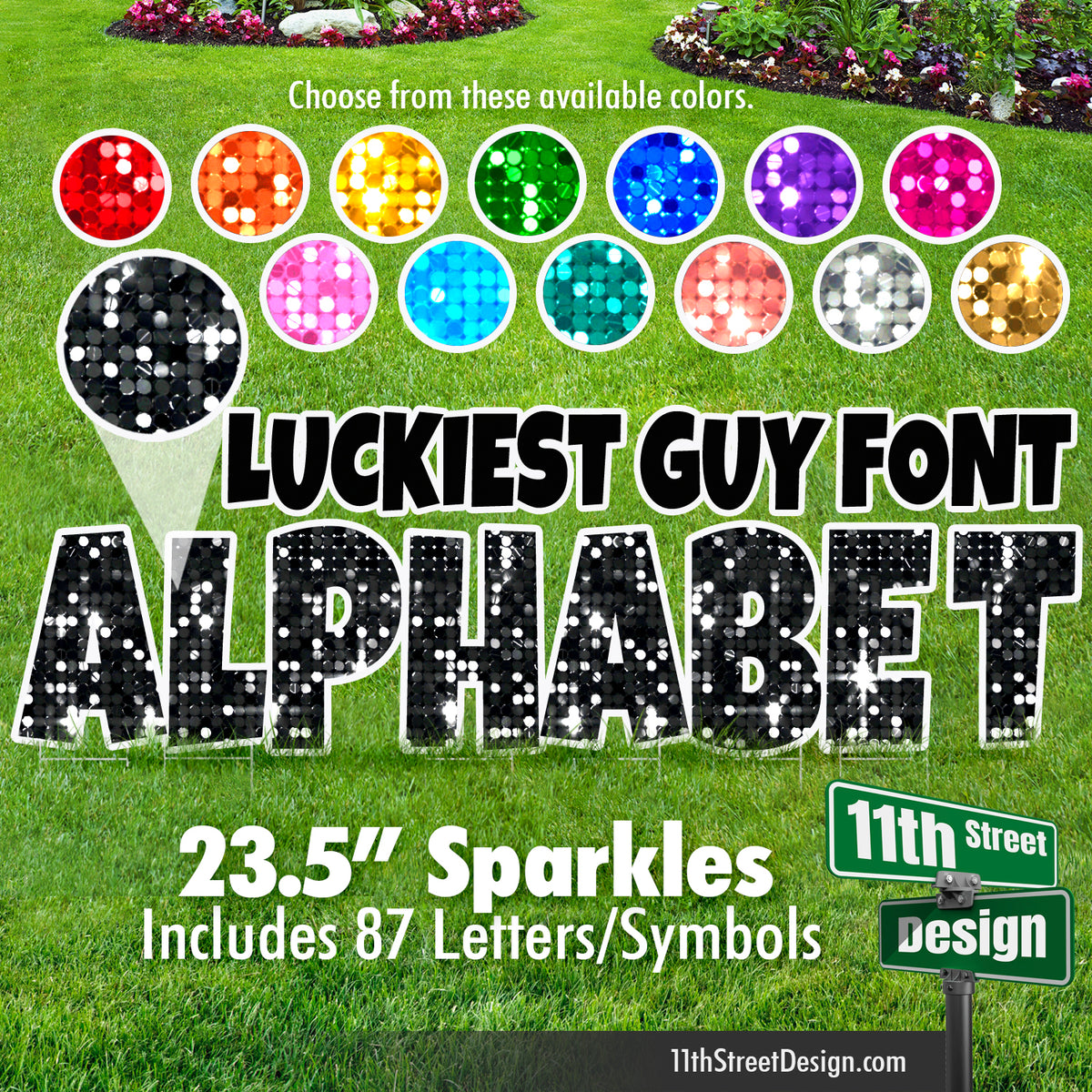 23.5&quot; Luckiest Guy Font Sparkle Full Alphabet Set