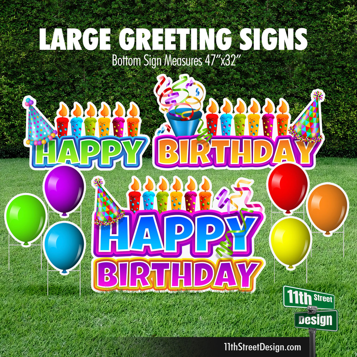 Happy Birthday Large Greeting Signs - Candle Tops