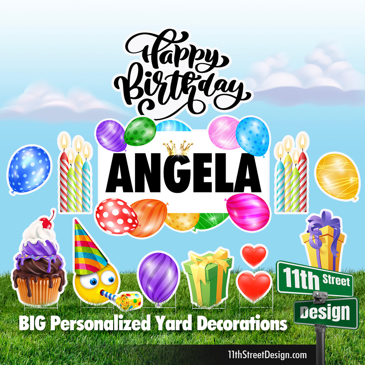 Personalized Birthday Large Greeting Sign, Yard Card Lawn Decorations