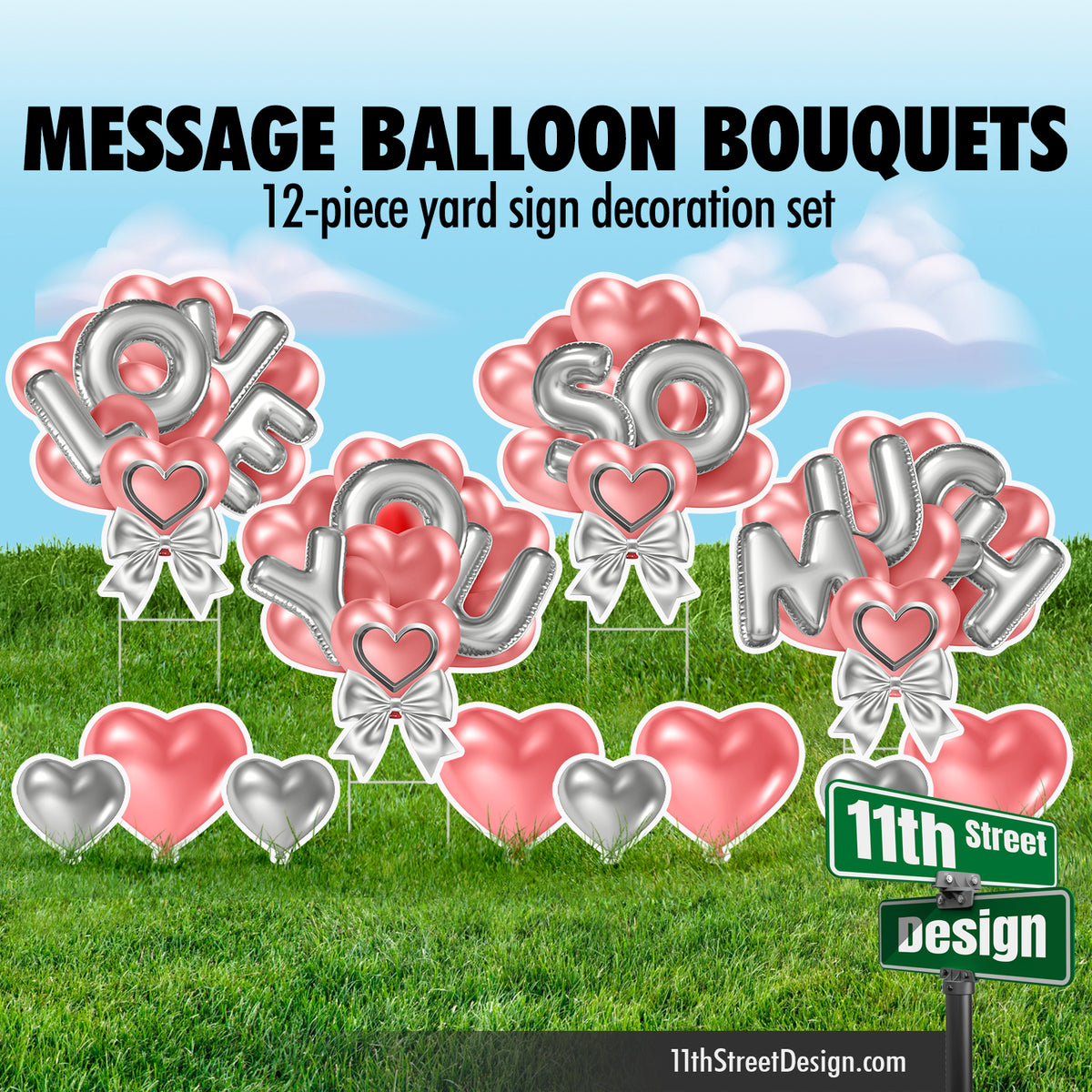 Love You So Much Balloon Bouquet - Rose Gold &amp; Silver