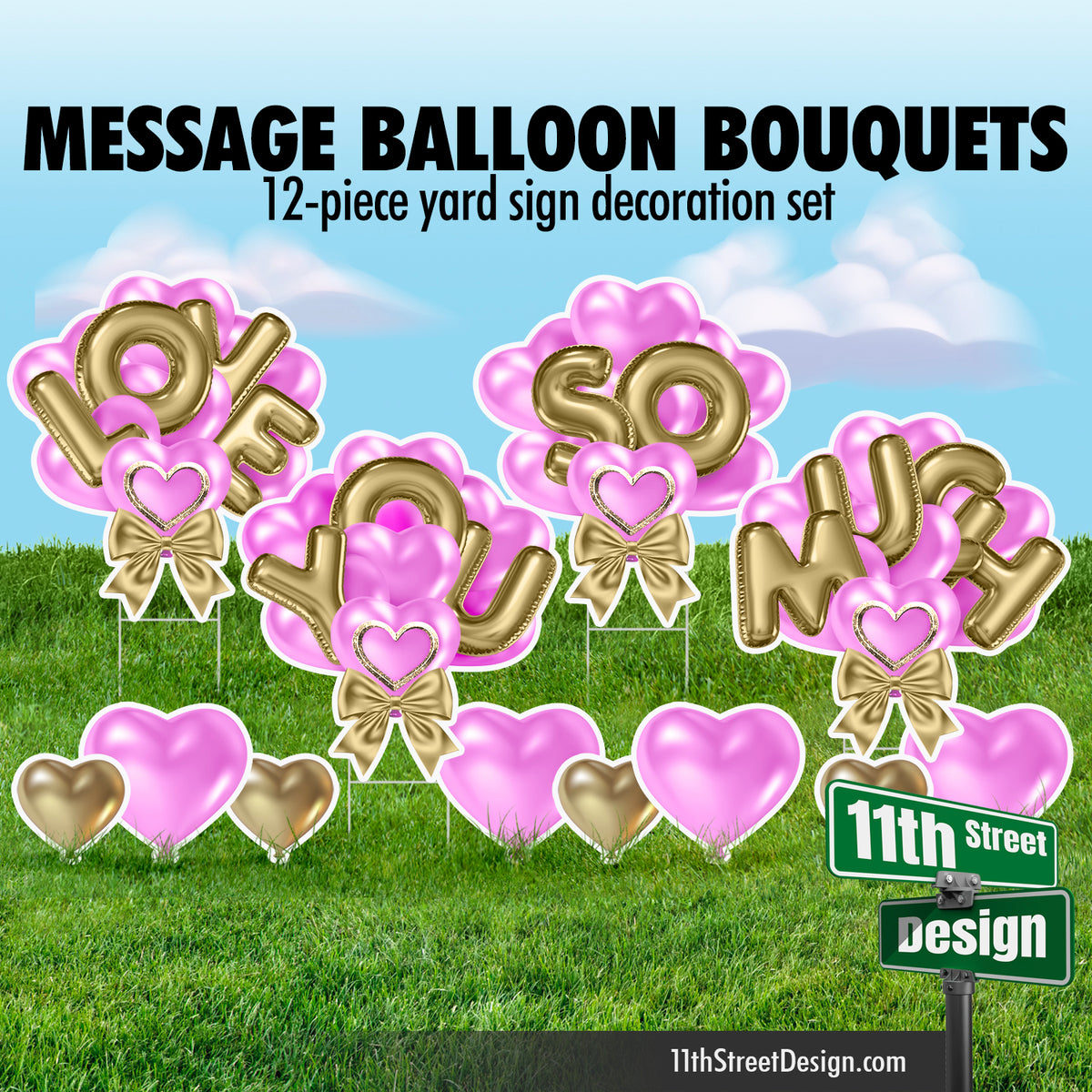 Love You So Much Balloon Bouquet - Pink &amp; Gold