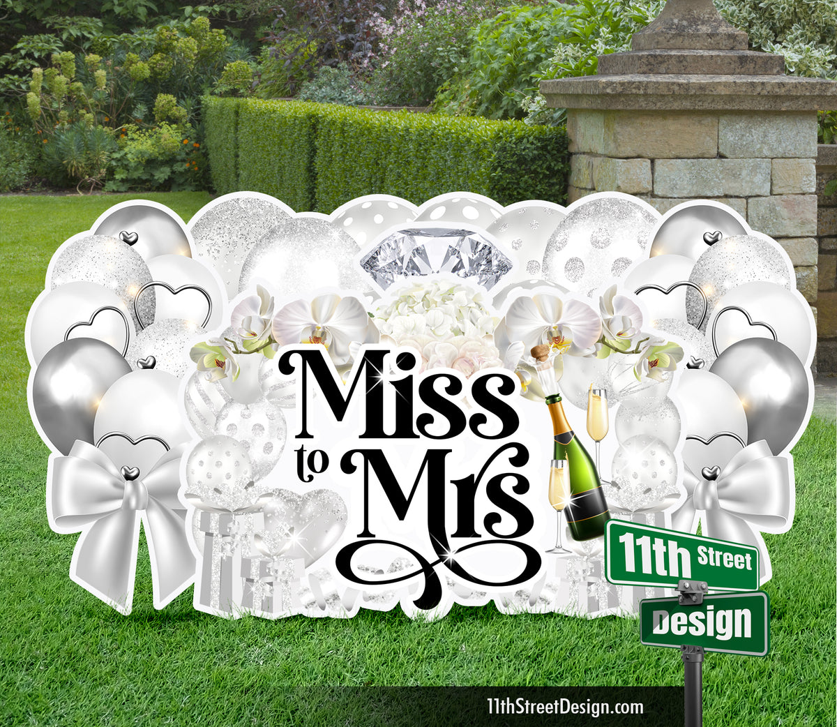 White Miss to Mrs EZ Setup Kit - Bridal Shower Bachelorette Party Decorations