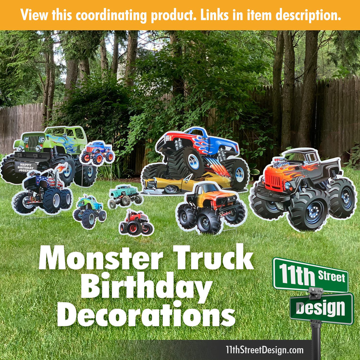 Personalized Monster Truck Party Backdrop 0004
