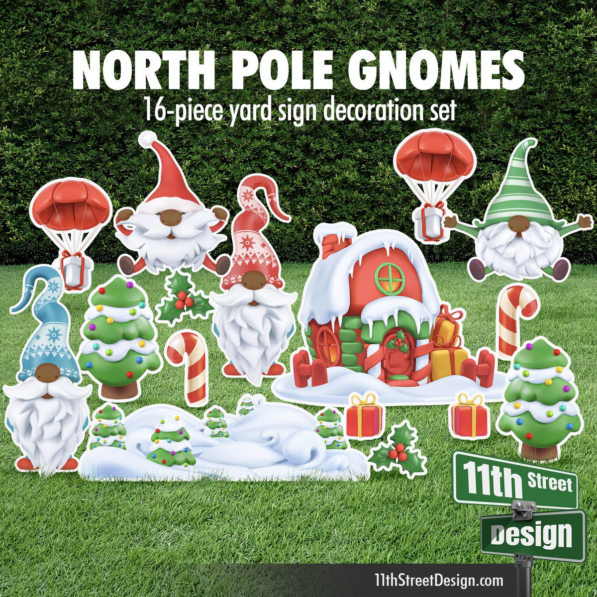 North Pole Gnomes Christmas Yard Sign Decorations
