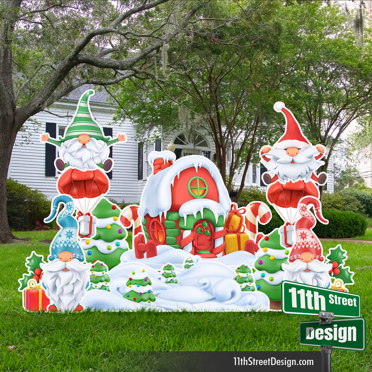 North Pole Gnomes Christmas Yard Sign Decorations