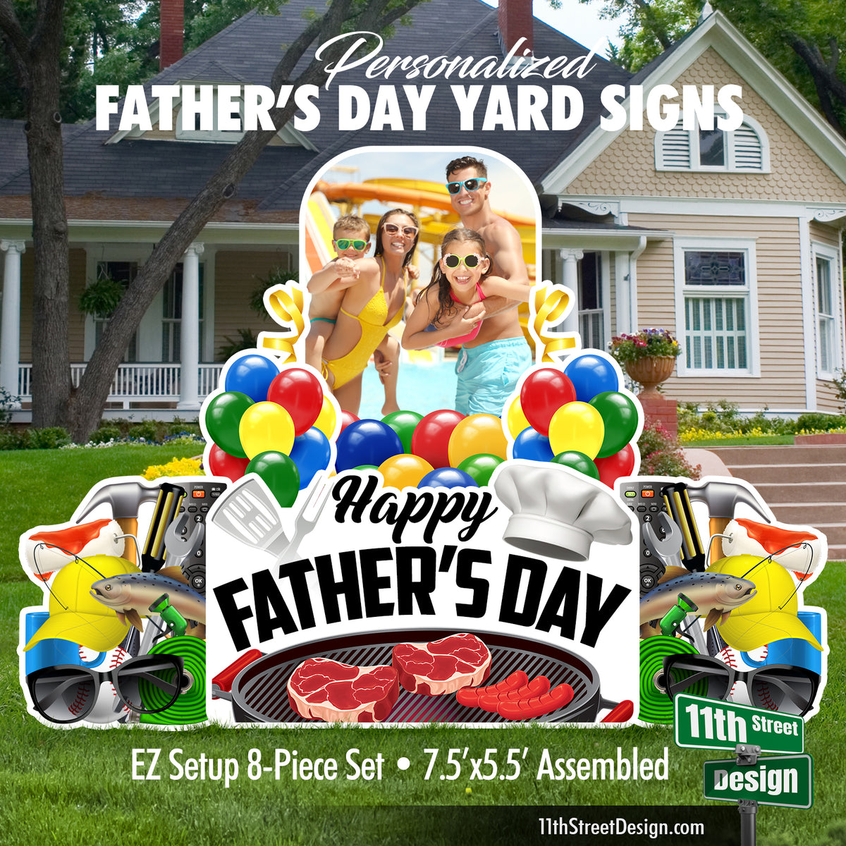 Personalized Father&#39;s Day Photo Lawn Signs, Unique Gift for Dad, Weatherproof for Outside Display
