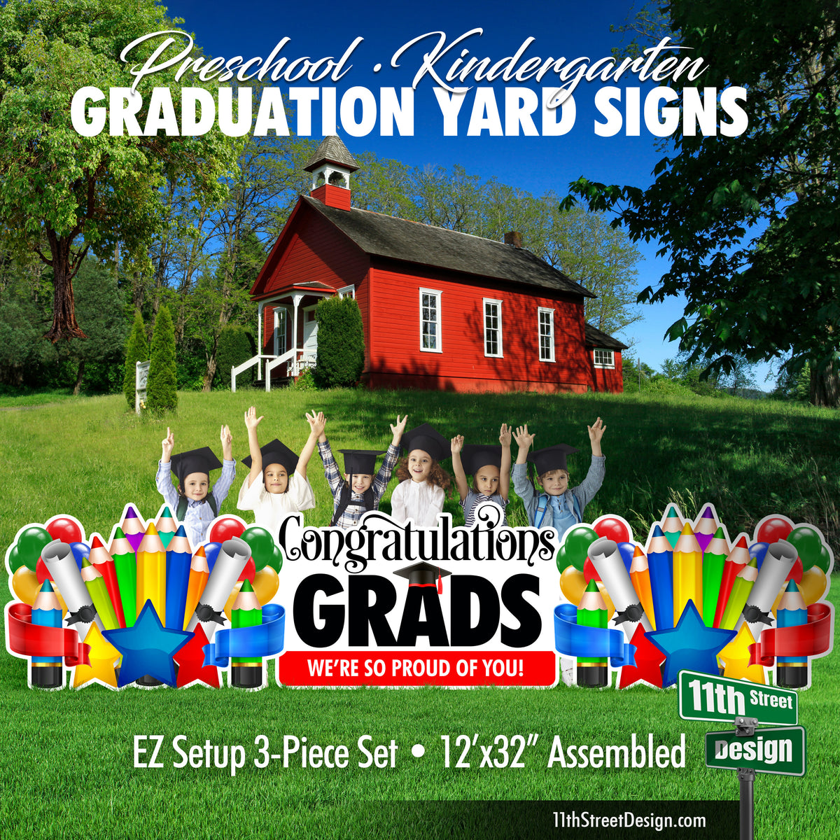 Preschool Kindergarten Class Graduation Signs - Yard Card EZ Fillers