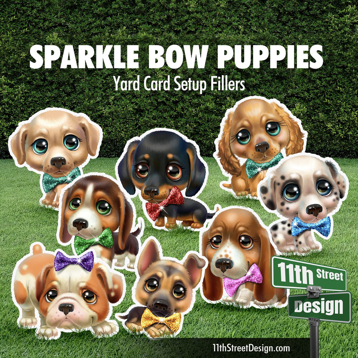 Sparkly Bow Tie Puppies Flair Set