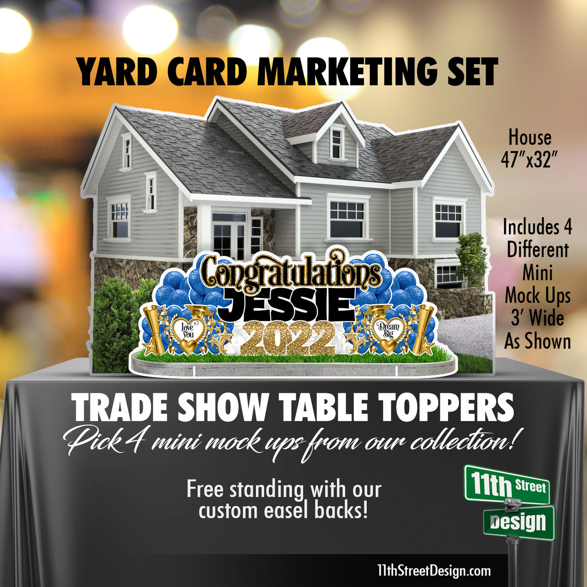 Pick 4 - Yard Card Trade Show Table Toppers With House