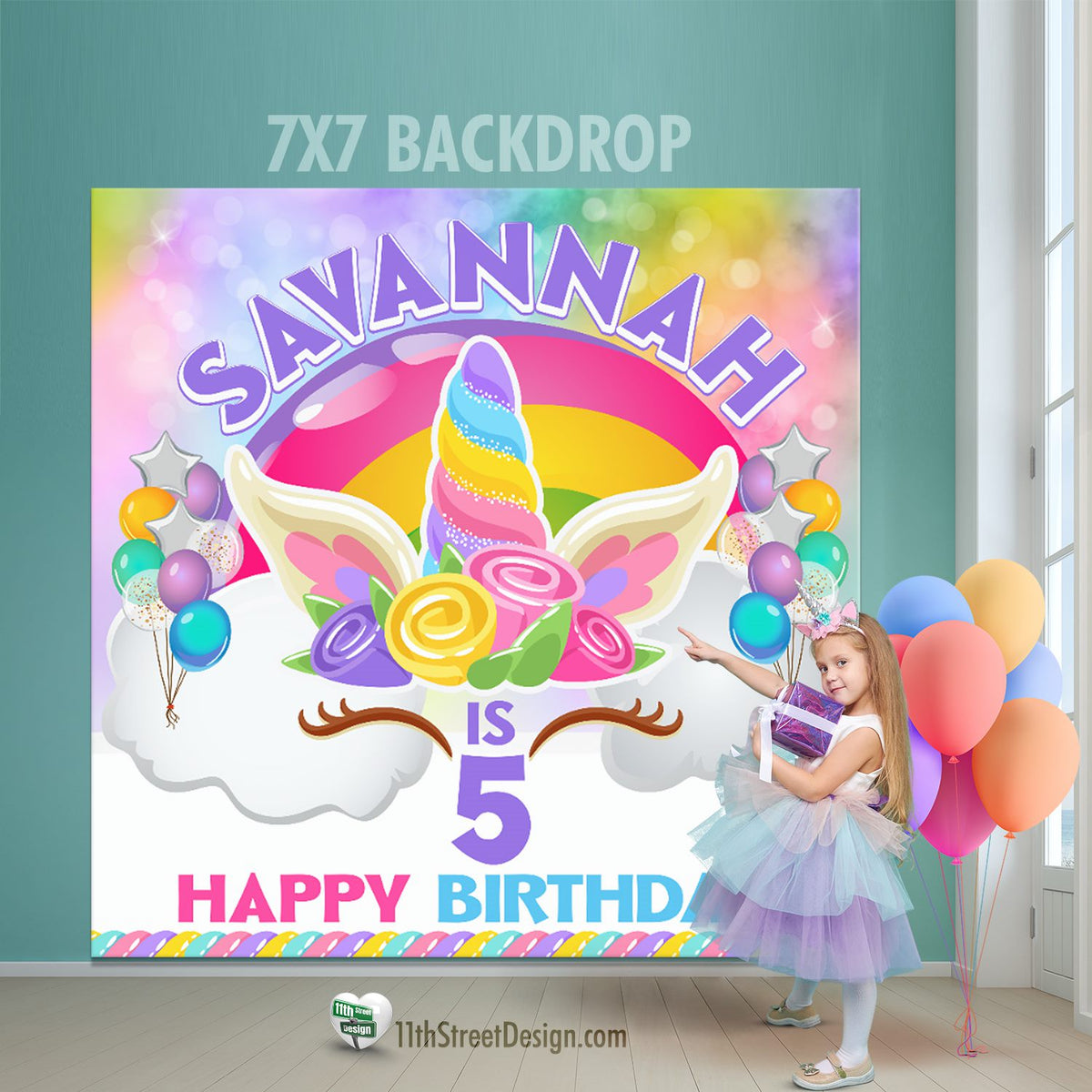 Personalized Unicorn Party Backdrop Available in 4 Different Sizes 0003