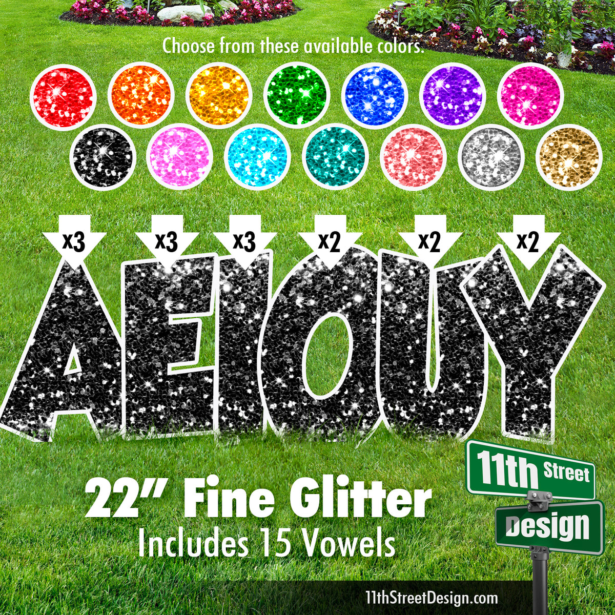22” Fine Glitter Vowels Set