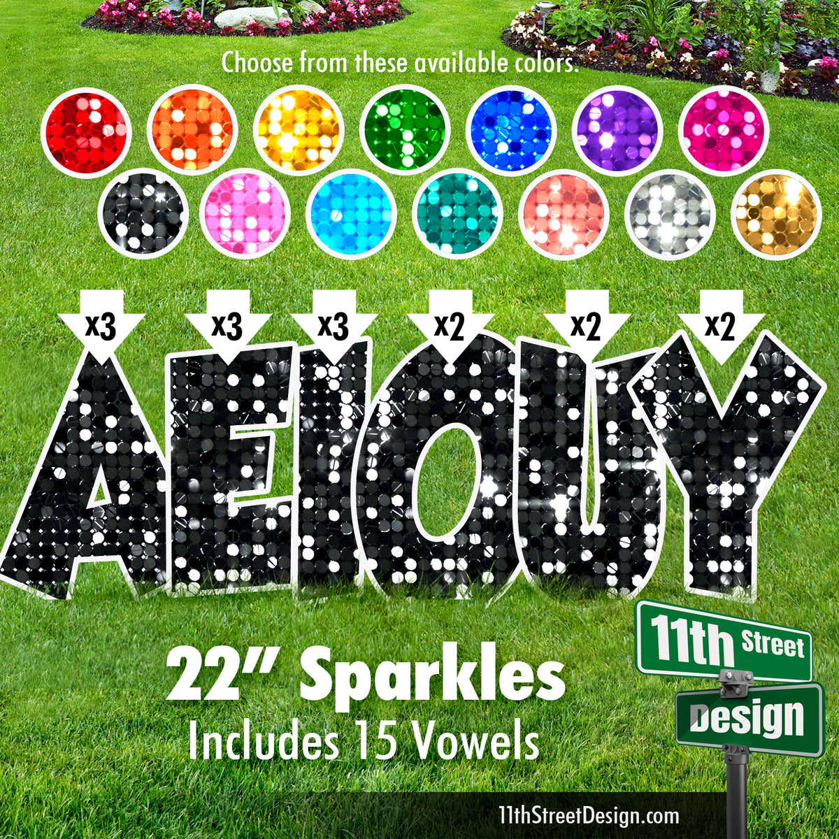 22” Sparkle Vowels Set