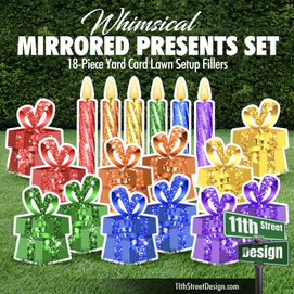 Whimsical Mirrored Presents &amp; Candles Set - Rainbow