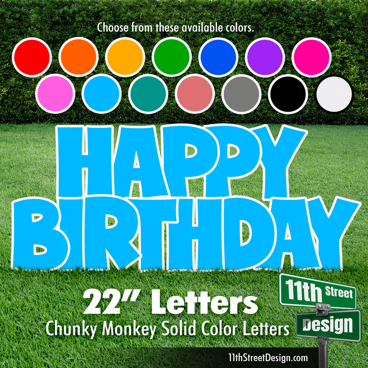 Solid Colors 22&quot; Chunky Monkey Happy Birthday Yard Card Set