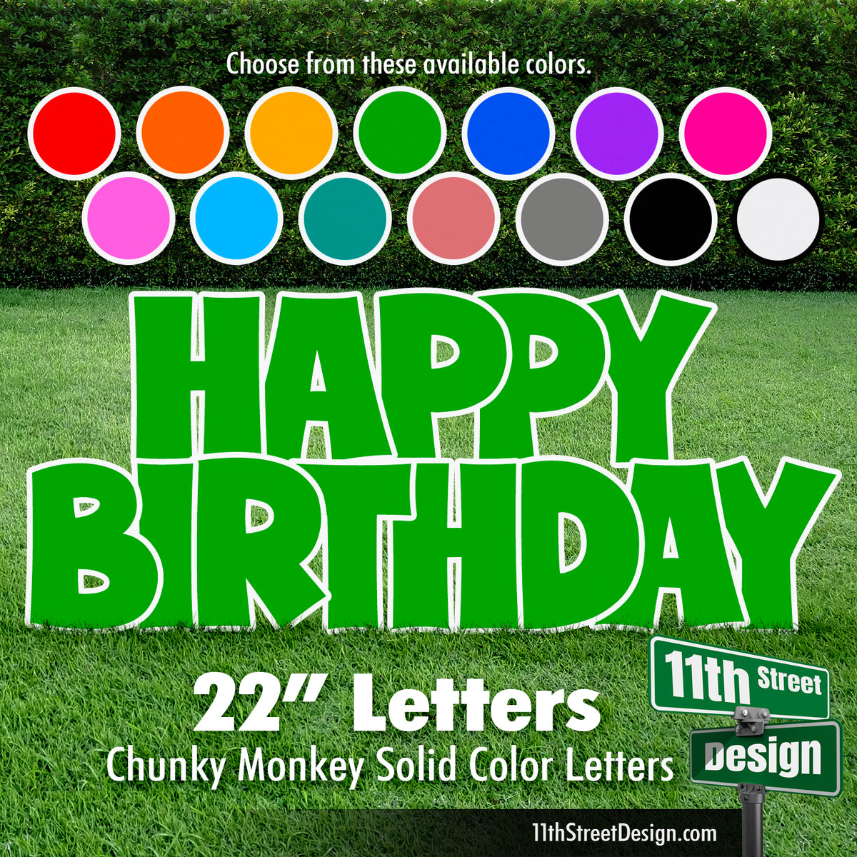 Solid Colors 22&quot; Chunky Monkey Happy Birthday Yard Card Set