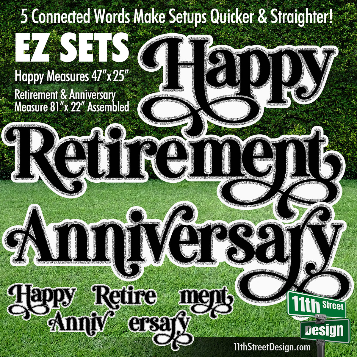 EZ Letter Set - Happy Anniversary &amp; Retirement - Yard Card Setup Greetings