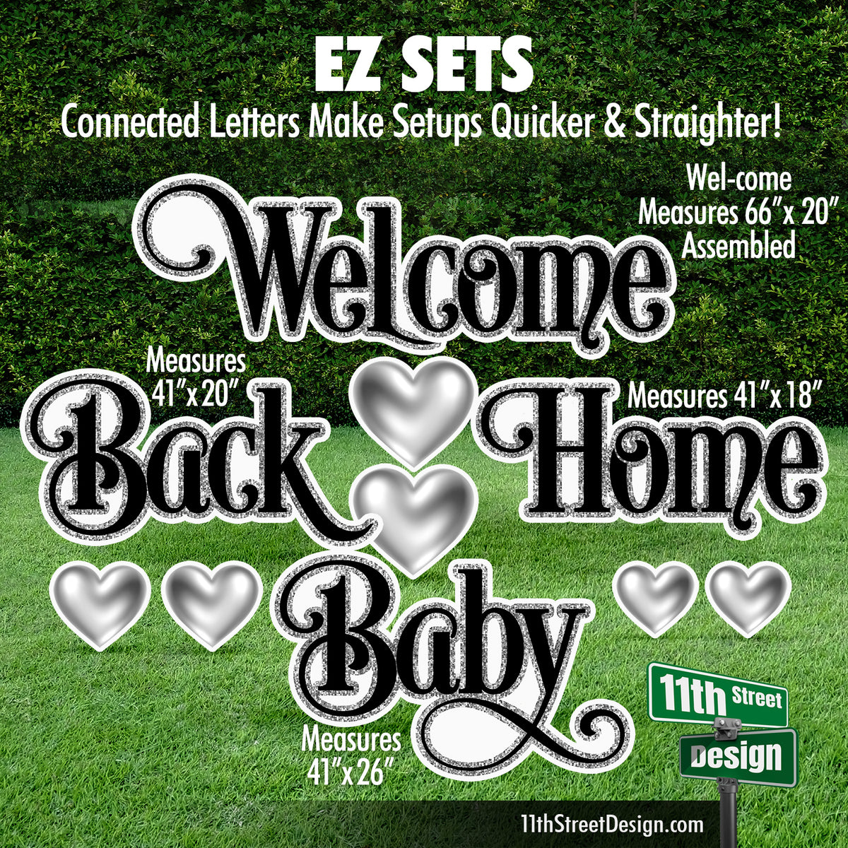 EZ Letter Set - Welcome Back Home Baby - Yard Card Setup Greetings