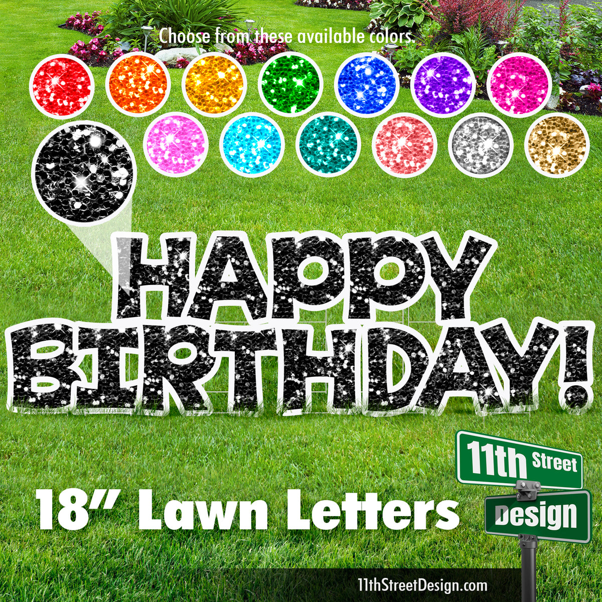 18” Fine Glitter Happy Birthday Set