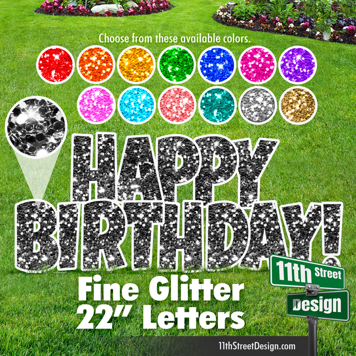 22” Fine Glitter Happy Birthday Set