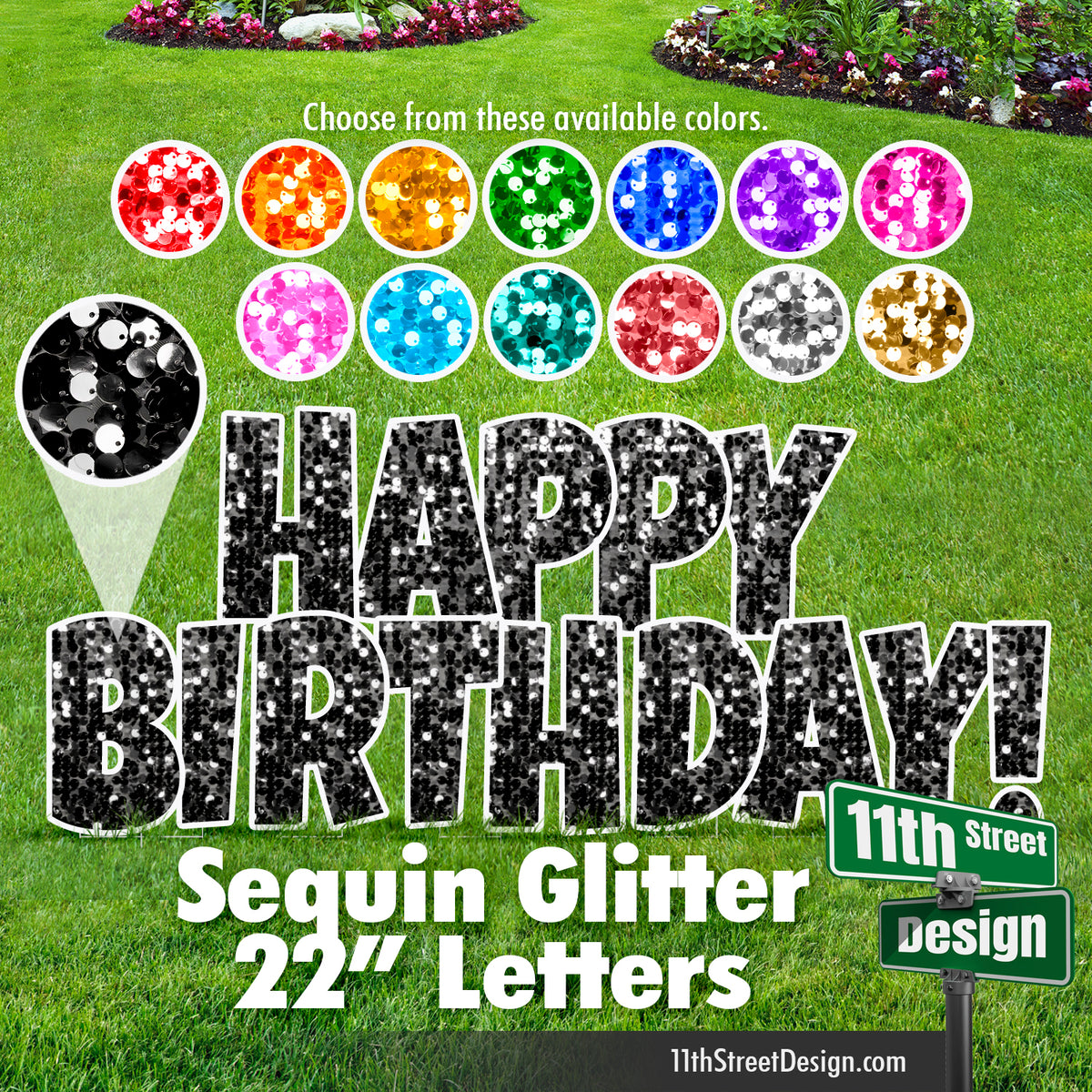 22” Sequin Glitter Happy Birthday Set