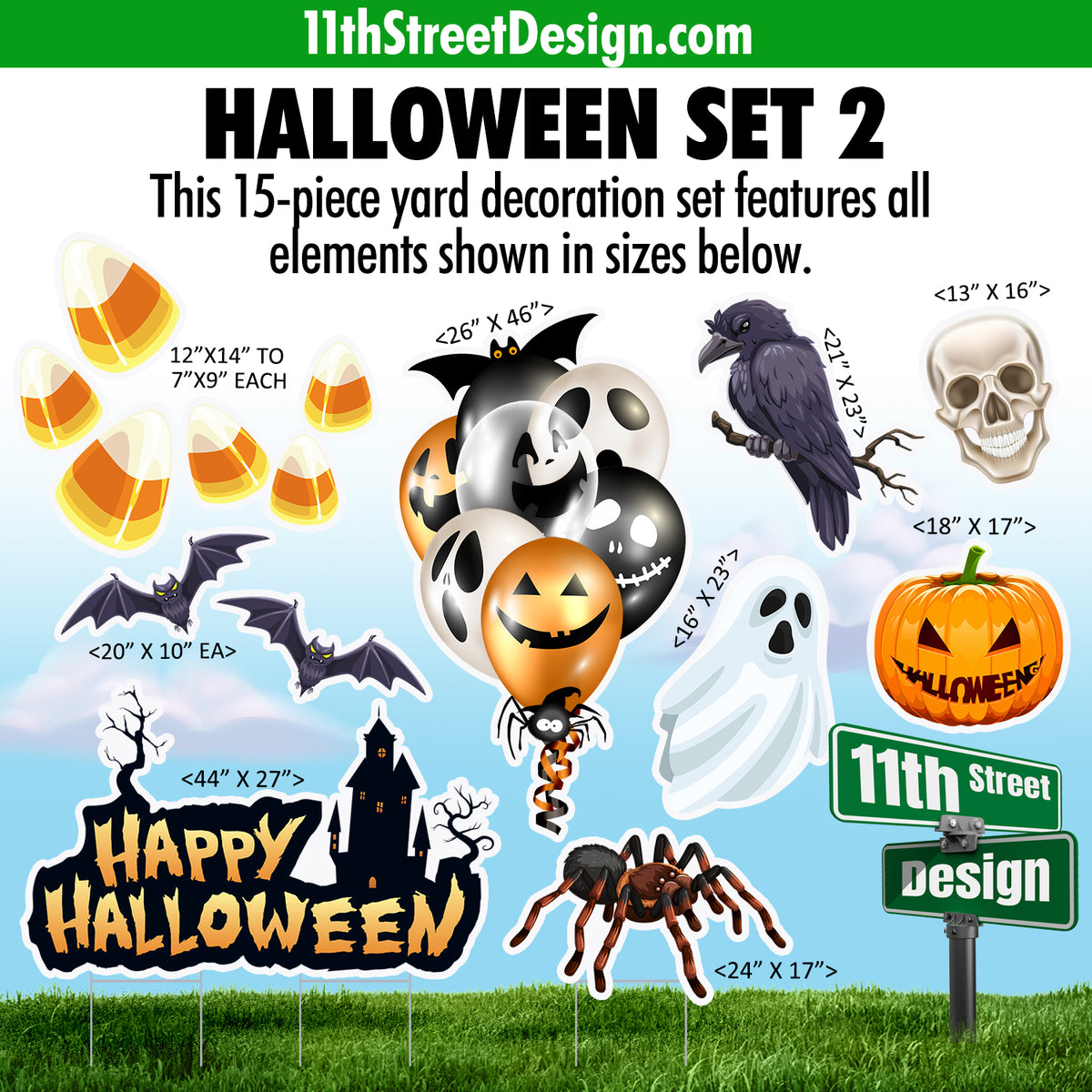 Halloween Set 2- Spooky Balloons Yard Card Filler Sets